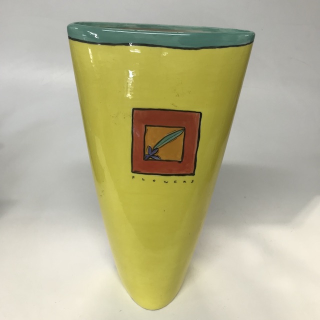VASE, Hand Painted Design - Yellow Blue (Large)